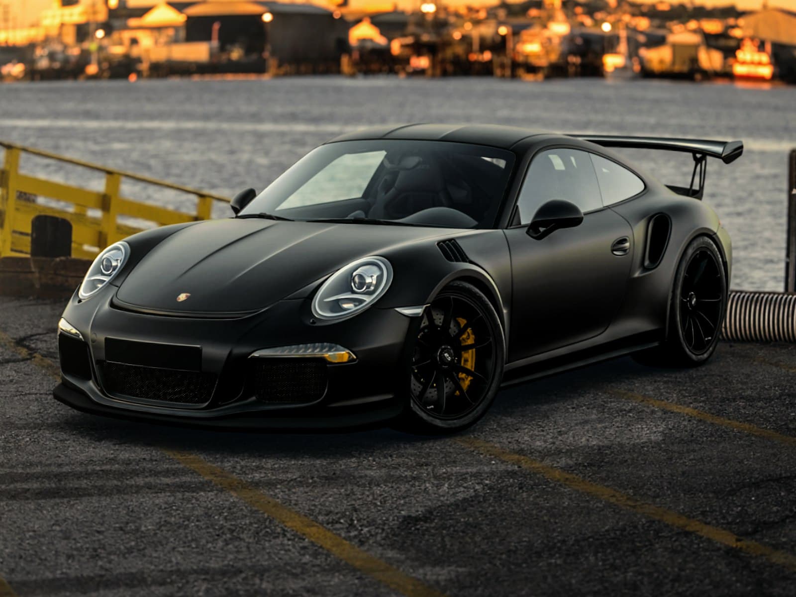 2016 Porsche 911 GT3 RS in satin black at sunset